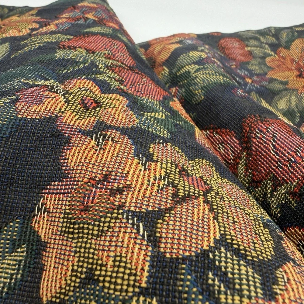 Vintage Tapestry Table Runner Tassels Floral 13